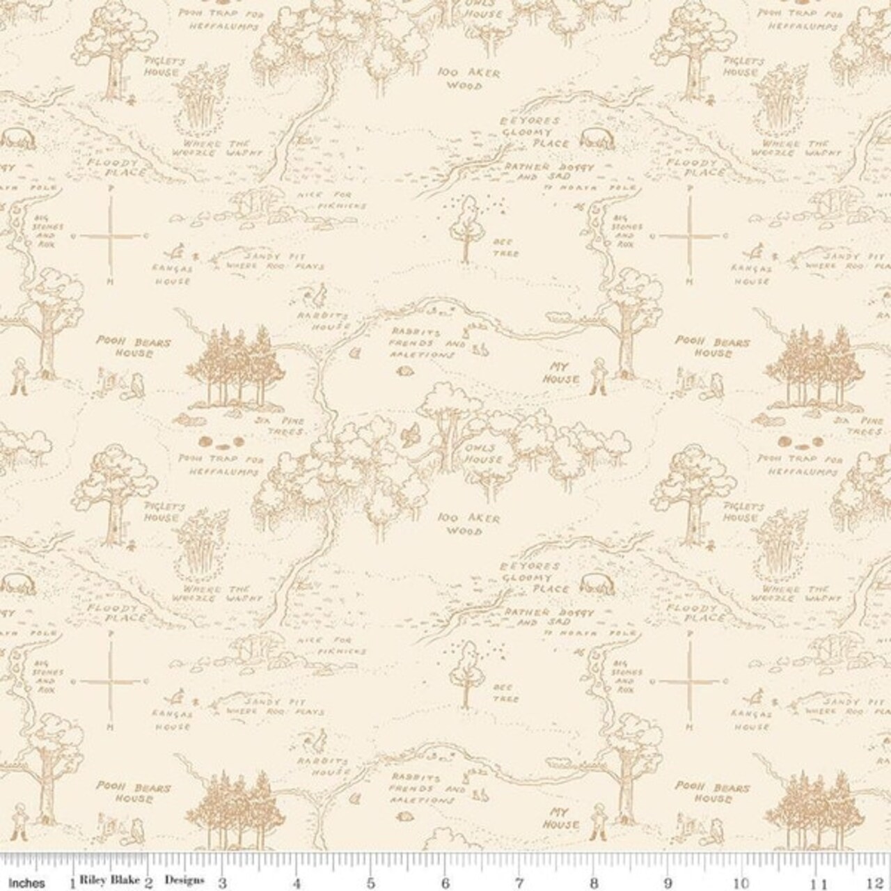 Map in Cream (c17001-cream) | Winnie the Pooh | Echo Park Paper Co. | Riley Blake